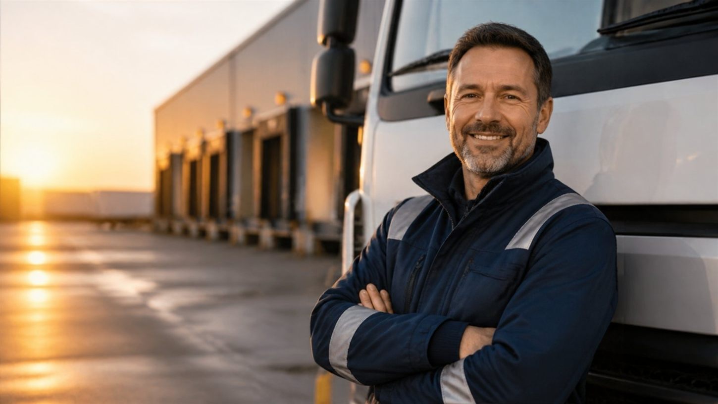 LKW-Fahrer in Softshelljacke mit Reflexstreifen