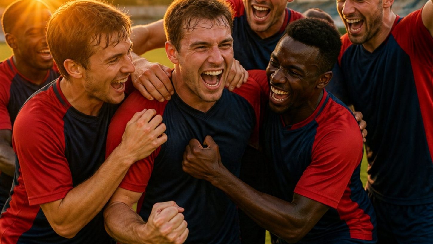 Fussballteam in einheitlichen Trikots
