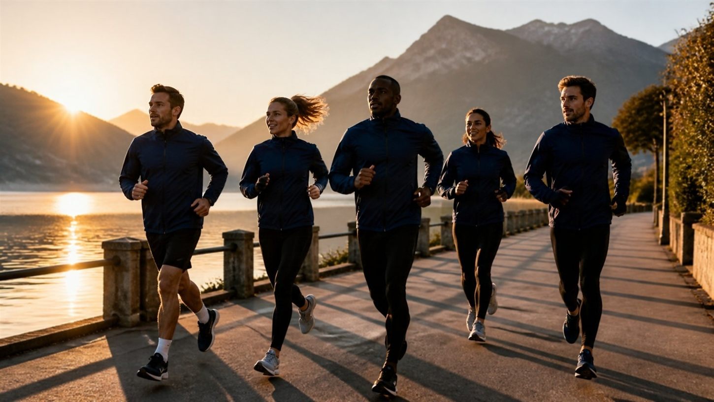 Laufclub in einheitlichen Trainingsjacken
