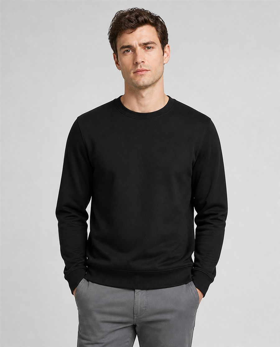 Model wearing a BY WORKWEAR sweatshirt in black